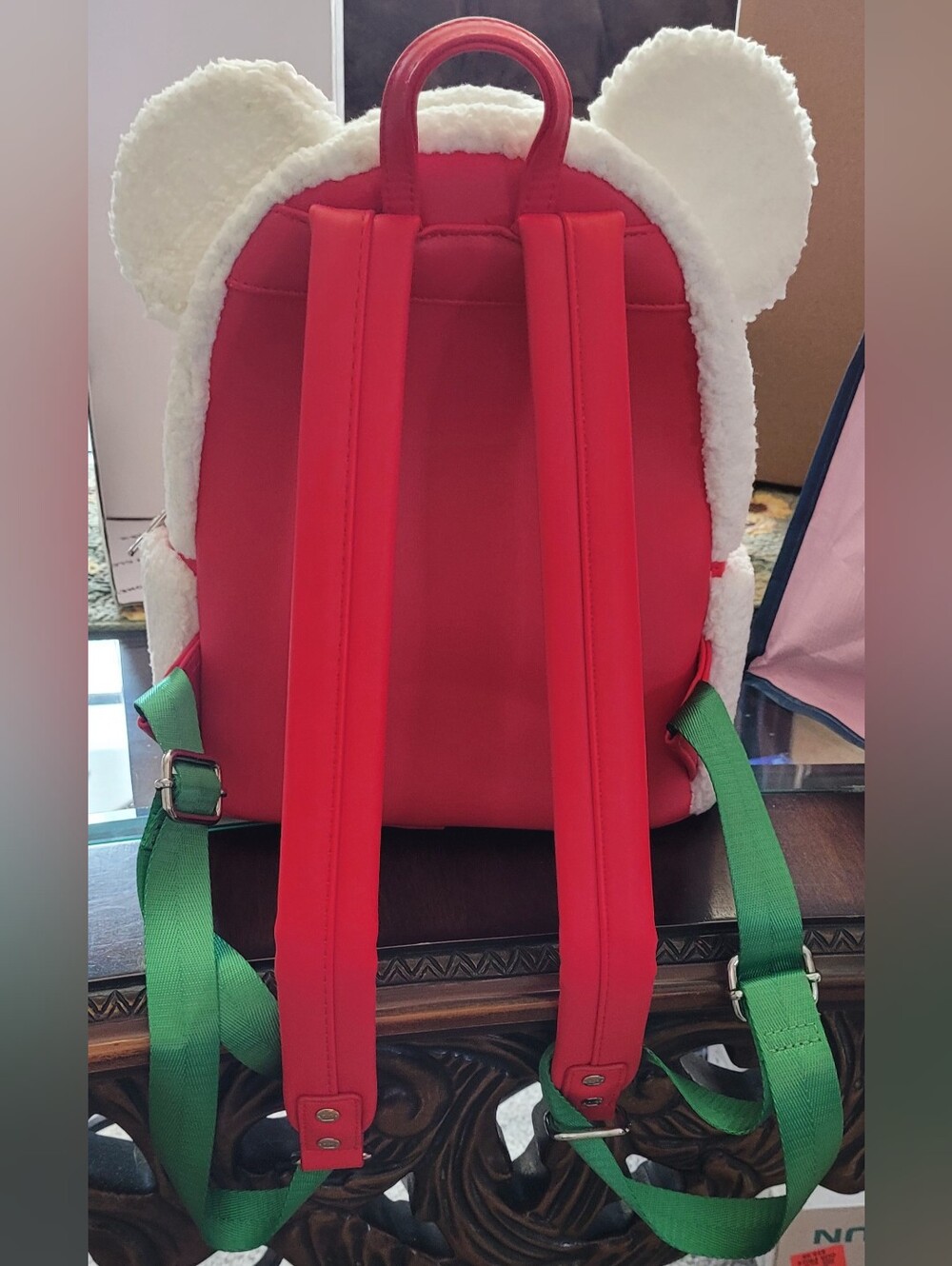 Loungefly x Disney Parks Mickey Snowman Fuzzy Backpack with Matching Ears - Picture 3 of 12